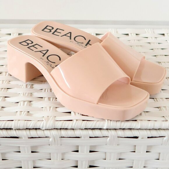 Beach by Matisse Nude Jelly Block Heel Slide Sandals Waterproof Summer Shoes 9 - Picture 1 of 16